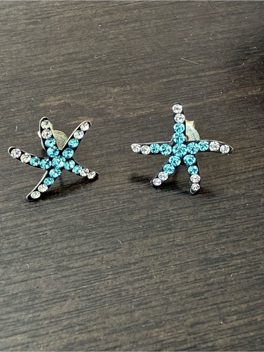 Sterling Silver & Turquoise Crystal Starfish Stud Earrings